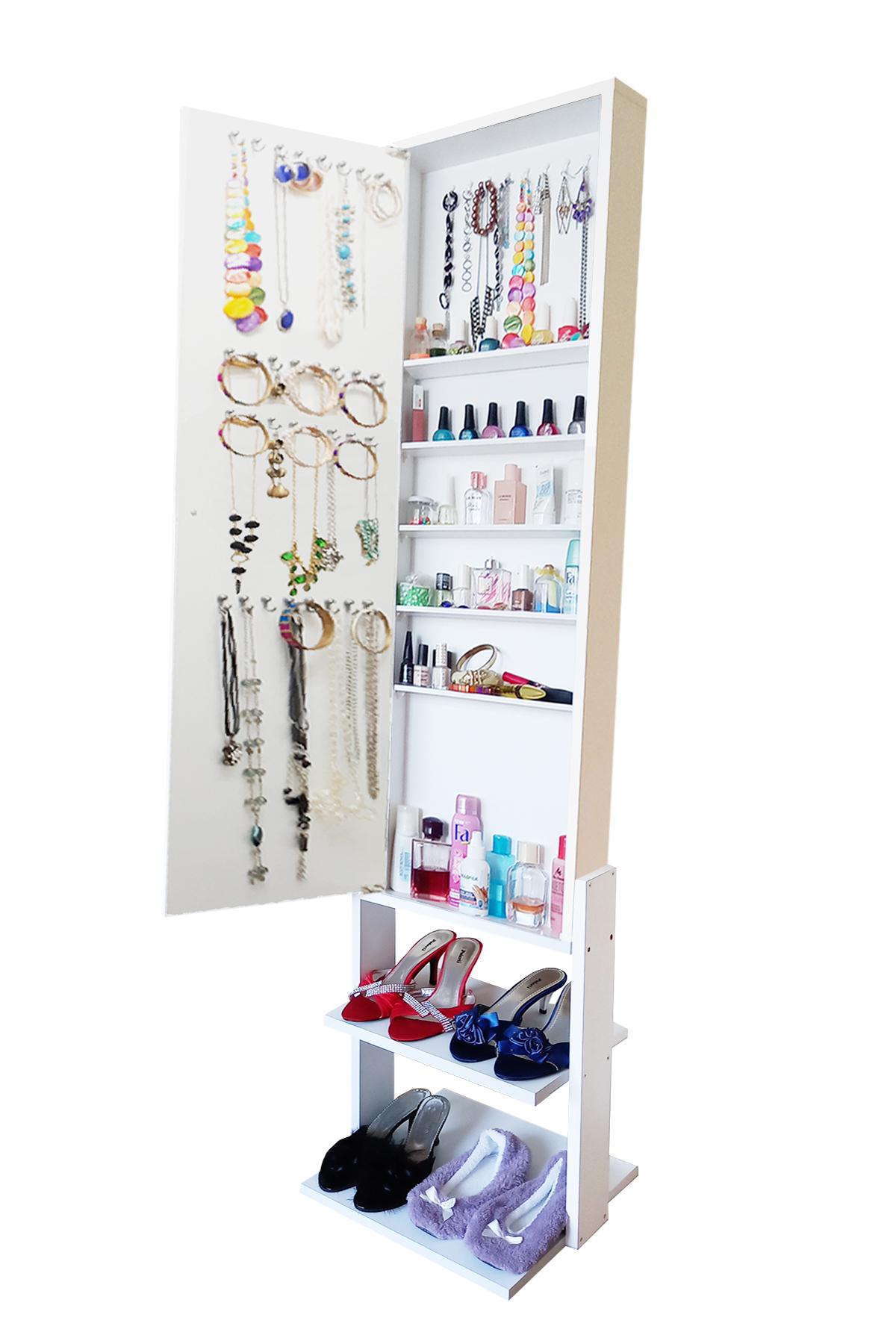 Yıldız Demonte Raf Ayaklı Aynalı Takı Dolabı