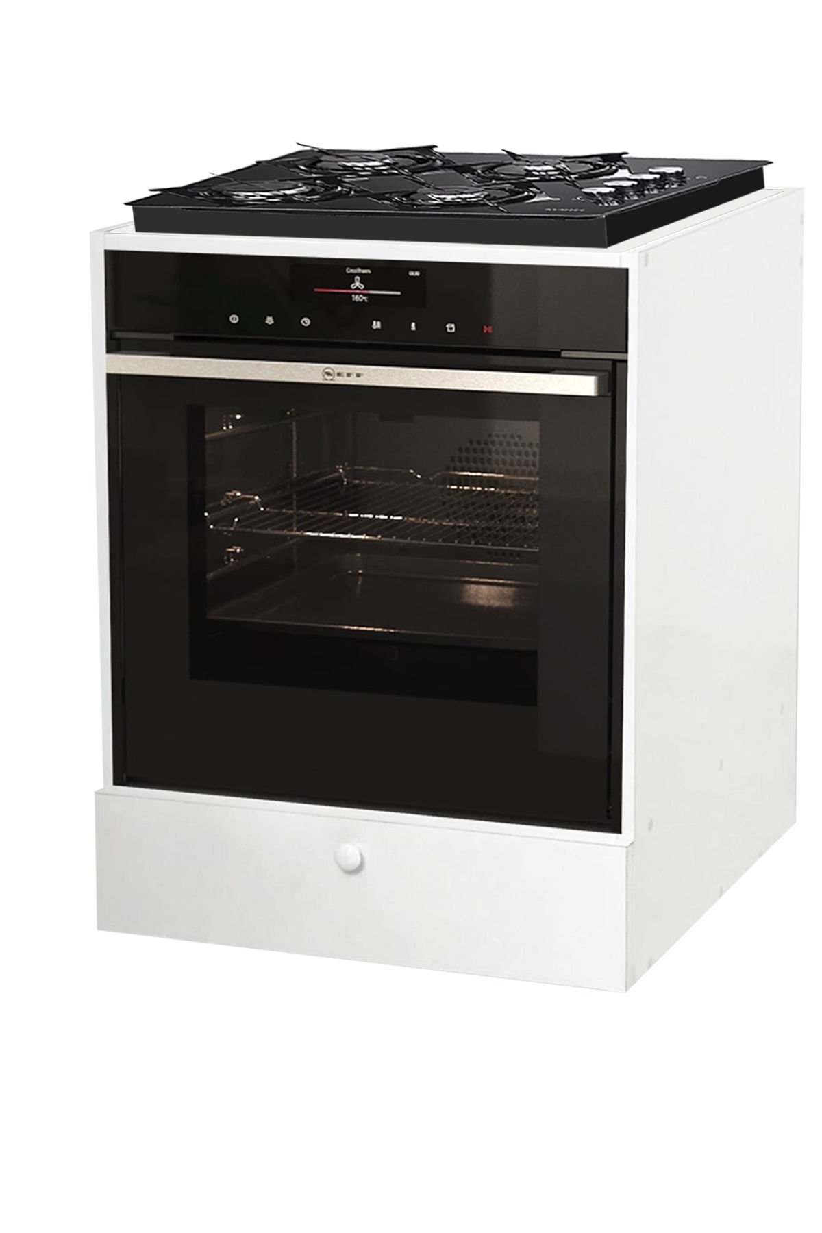 First Mobilya Güllü - Üstü Kapalı - Alttan KapaklıAnkastre Mutfak Dolabı Ankastre Modül Dolap