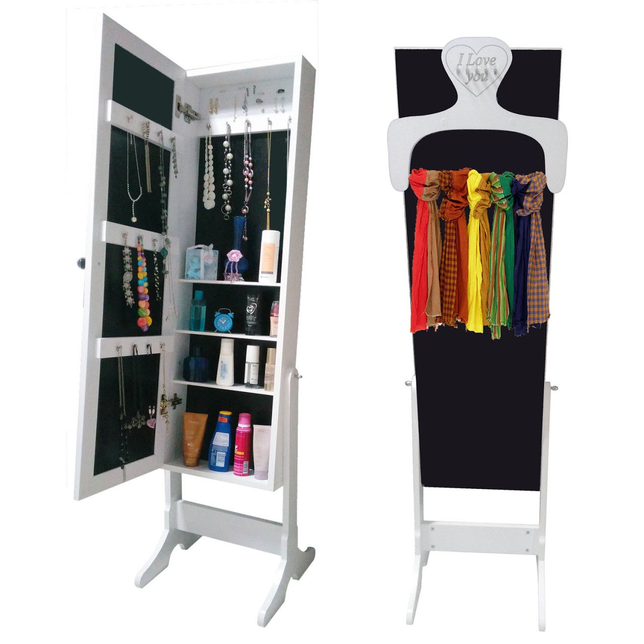 Takı Dolabı - X First dilsizuşak - Aynalı & ayaklı & beyaz_siyah