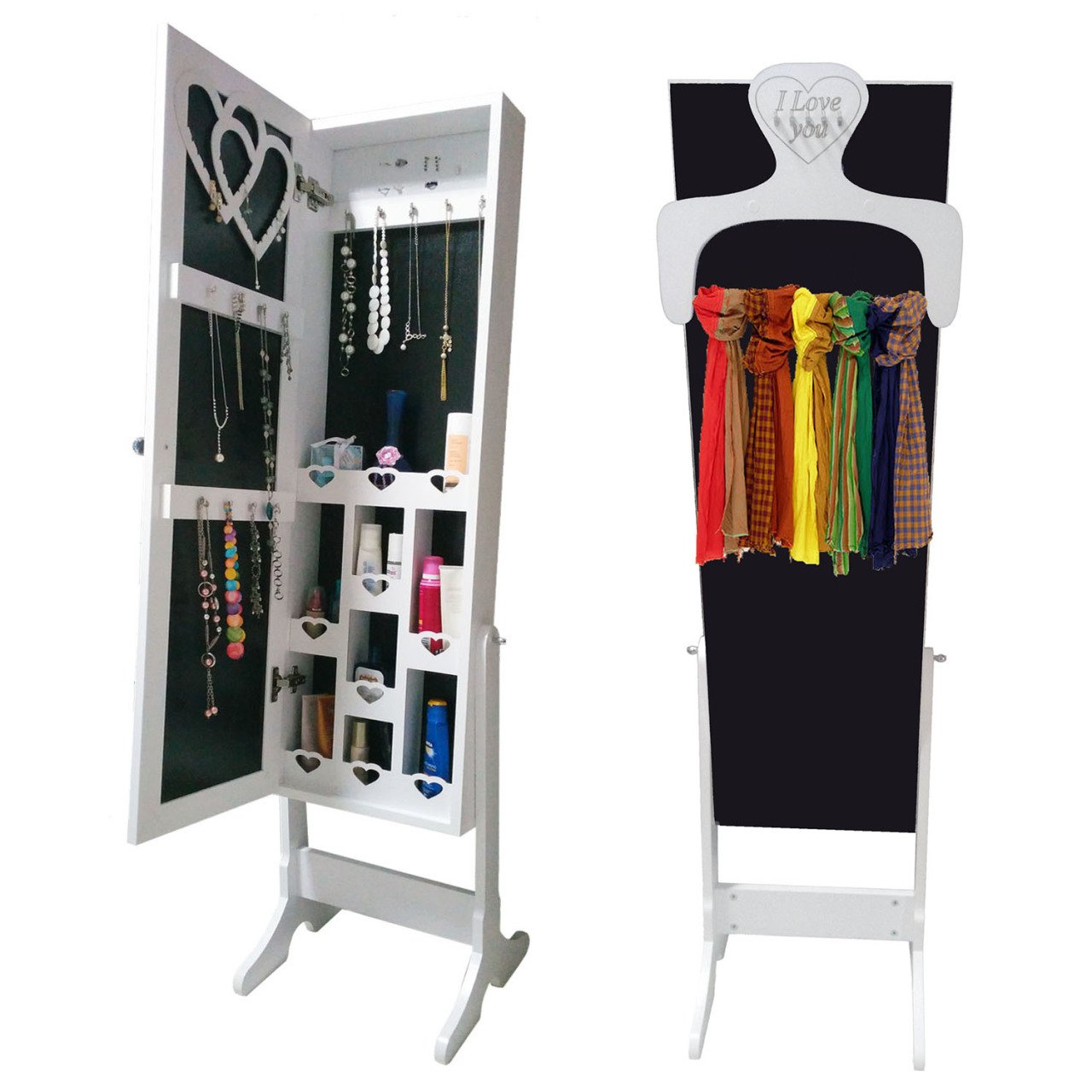 Takı Dolabı - X Trendy dilsizuşak -  Aynalı & ayaklı & beyaz_siyah