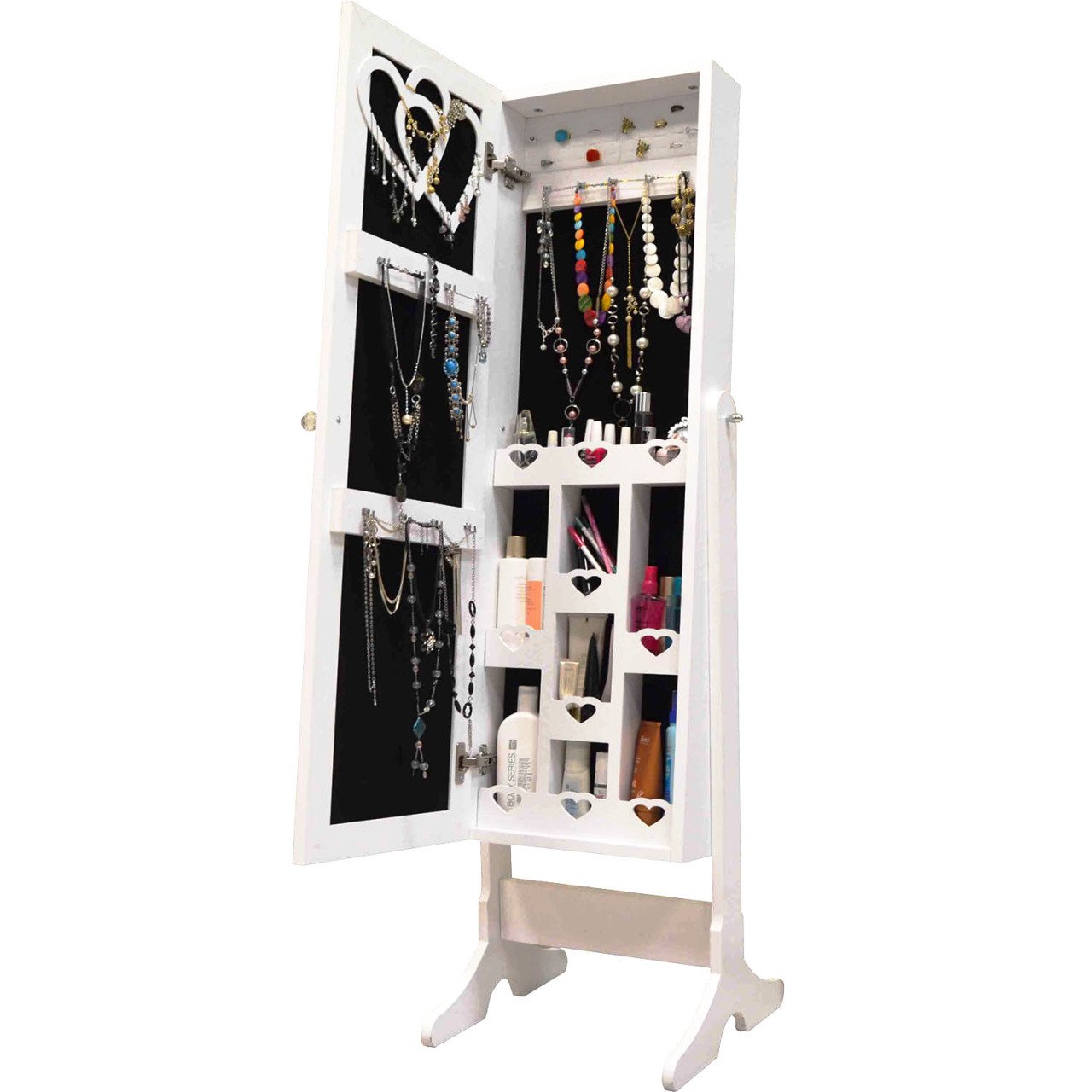 Takı Dolabı - Trendy-Aynalı Takı Dolabı-BEYAZ/SİYAH