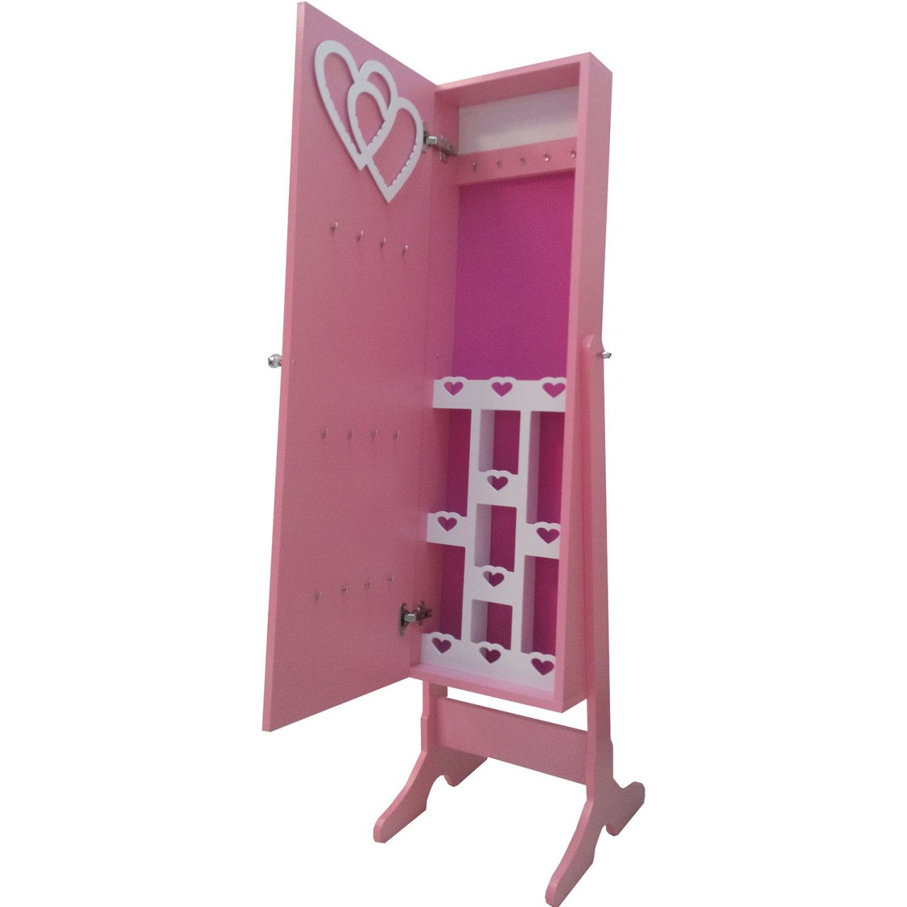 Takı Dolabı - Pinky Aynalı Takı Dolabı - Ayaklı Pembe/Pembe