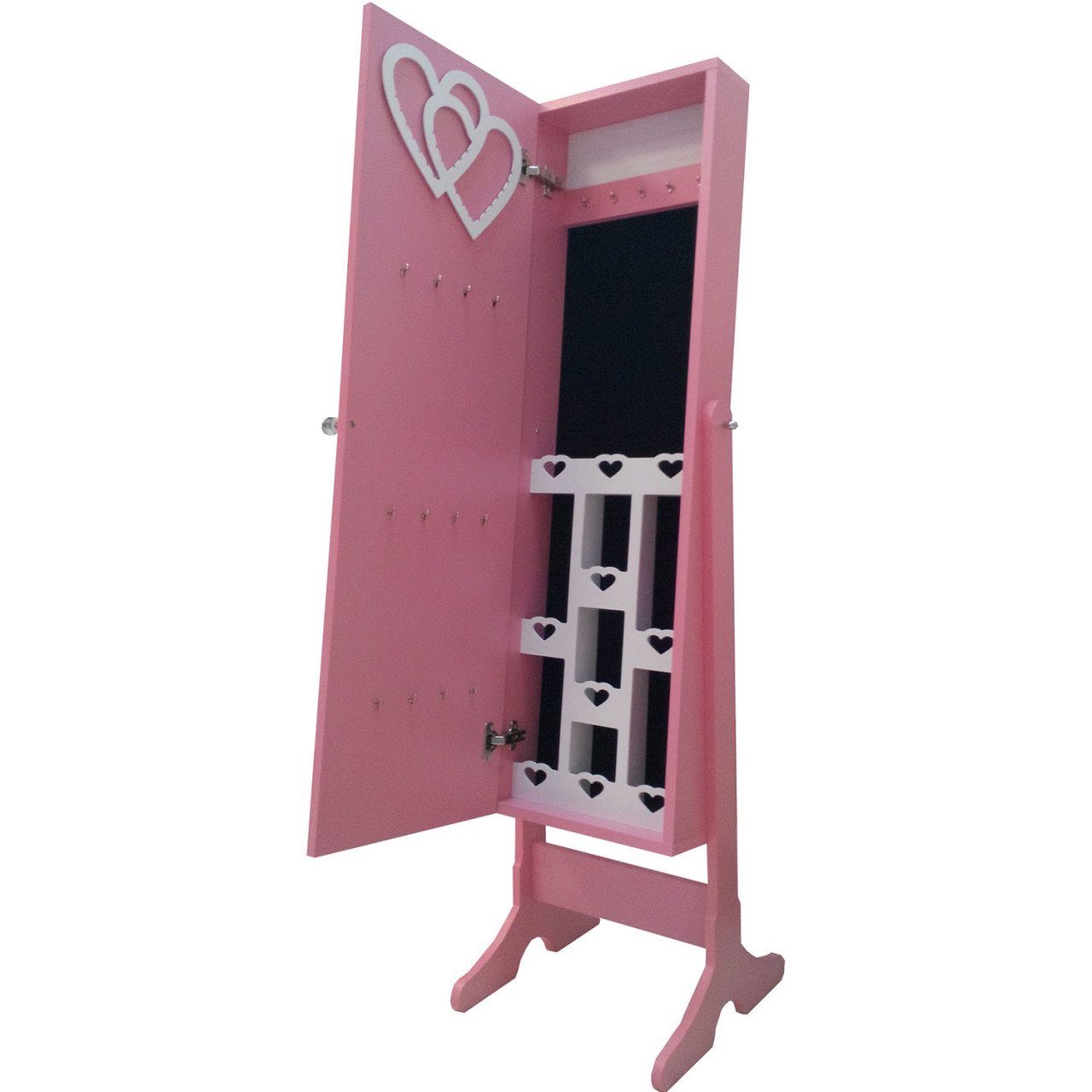 Takı Dolabı - Pinky Aynalı Takı Dolabı - Ayaklı Pembe/Siyah