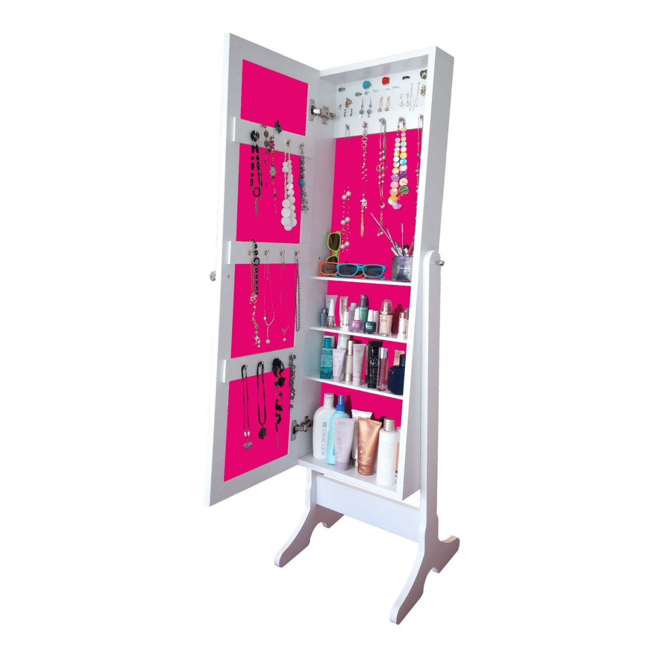 Takı Dolabı - First-Aynalı Takı Dolabı-BEYAZ/FUŞYA