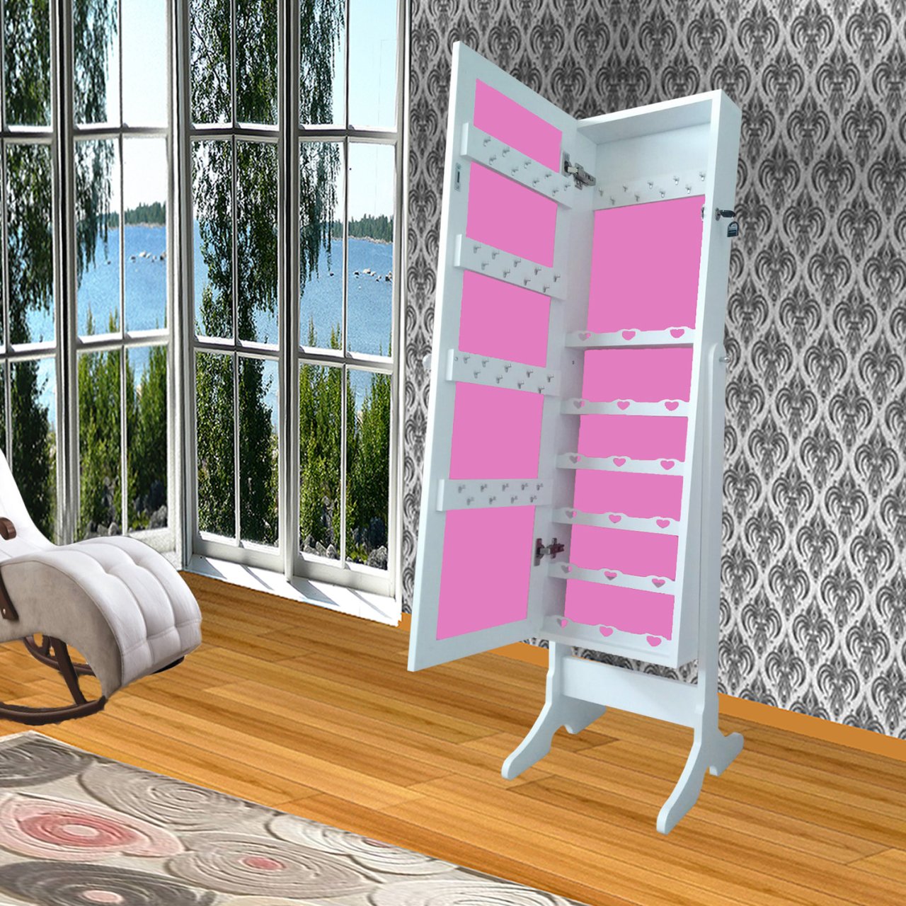 Takı Dolabı - Dream Plus - Kilitli & 50 ad Askılı  - BEYAZ/PEMBE