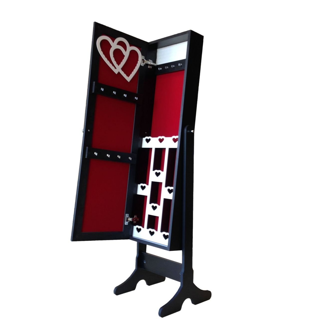 Takı Dolabı - Trendy-Aynalı Takı Dolabı-SİYAH-KIRMIZI