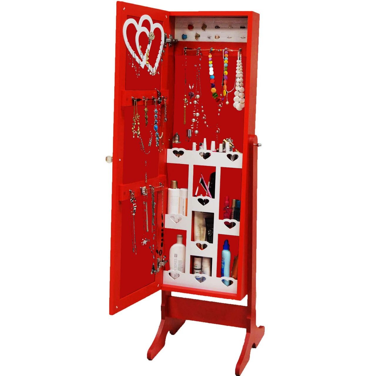 Takı Dolabı - Trendy-Aynalı Takı Dolabı-KIRMIZI/KIRMIZI