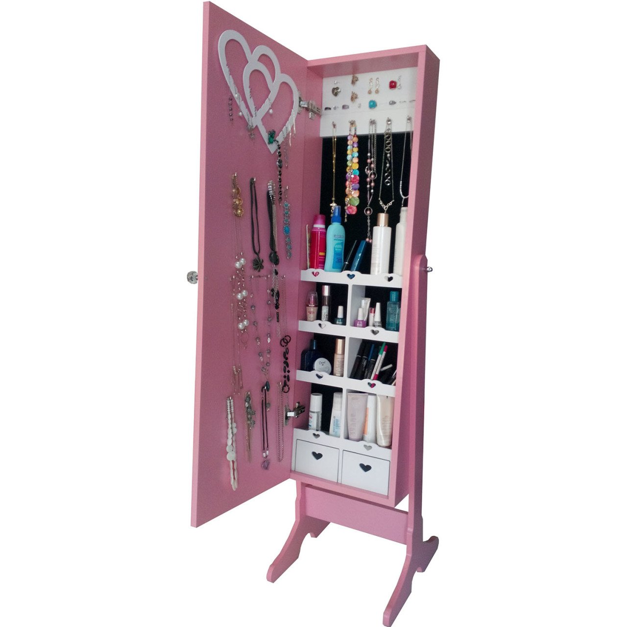 Takı Dolabı - Caprise - Aynalı Takı Dolabı-PEMBE/SİYAH