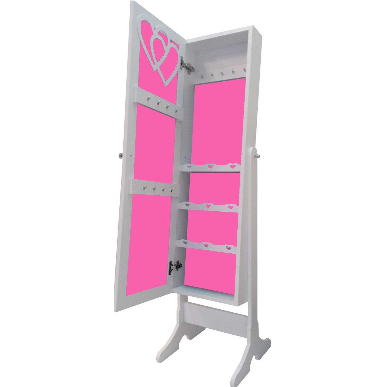 Takı Dolabı - Dream Aynalı Takı Dolabı -- Ayaklı Beyaz/Pembe
