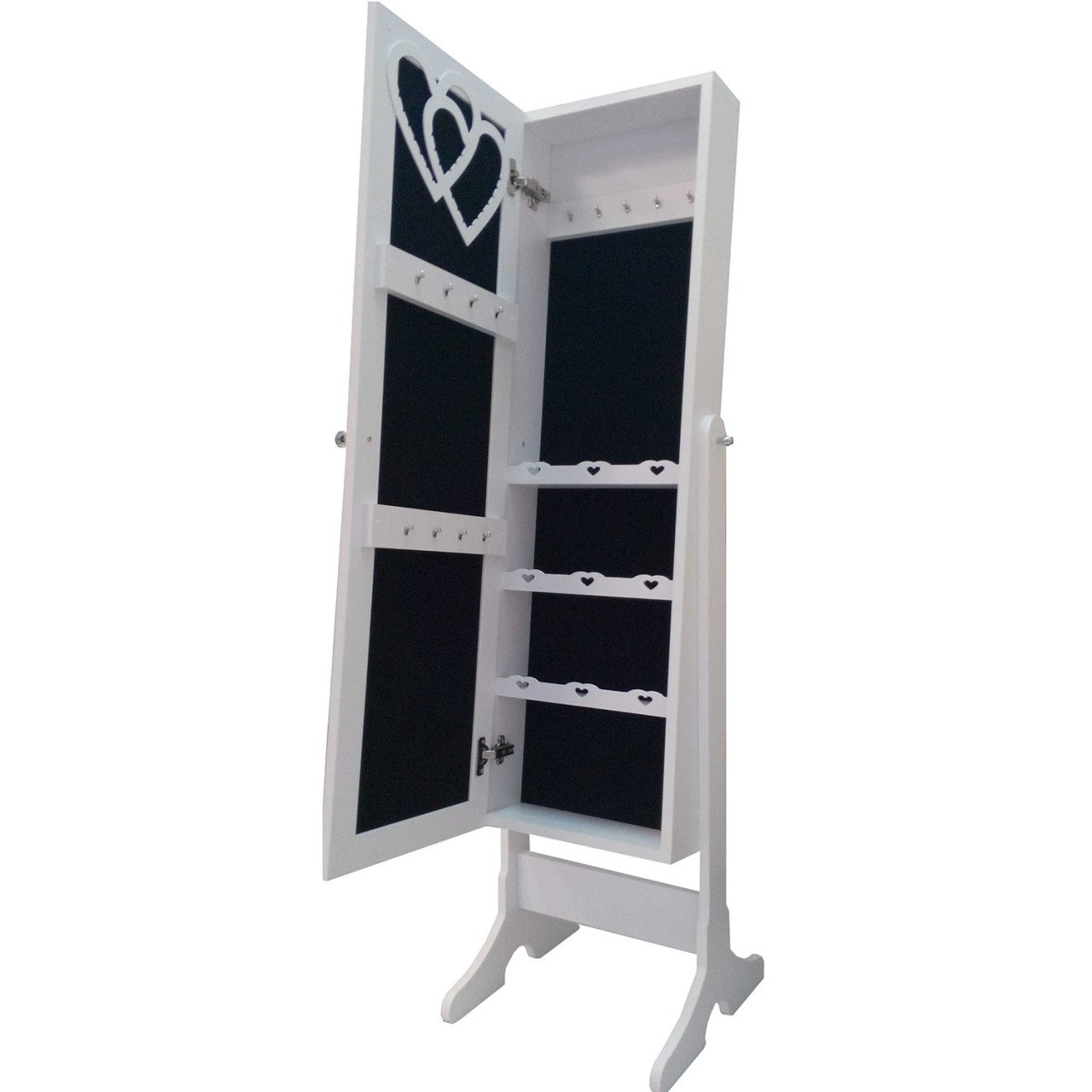 Takı Dolabı - Dream Aynalı Takı Dolabı -- Ayaklı Beyaz/Siyah