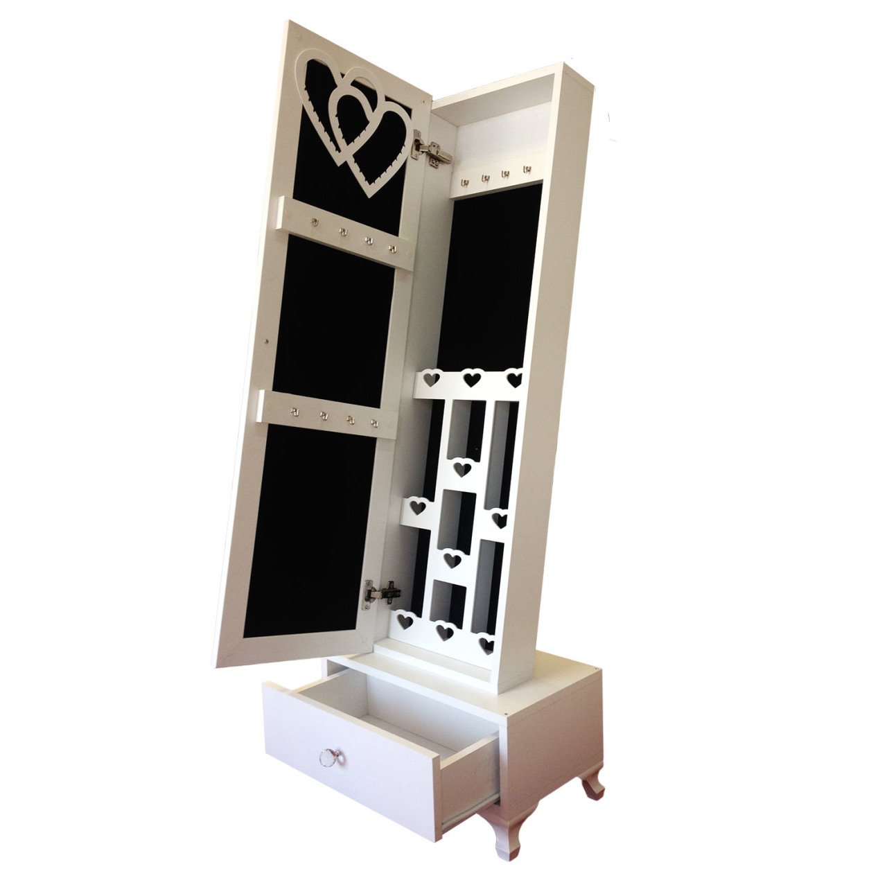 Takı Dolabı - Trendy Gold-Aynalı Takı Dolabı/Beyaz-Siyah