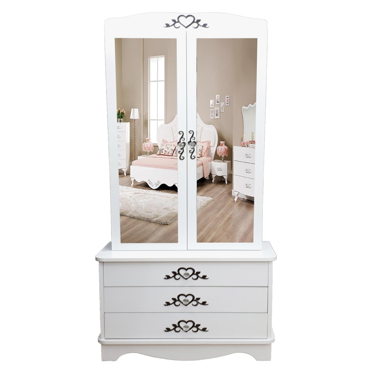 Takı Dolabı - - Elmas Çok Amaçlı Dolap 2K 3Ç Beyaz