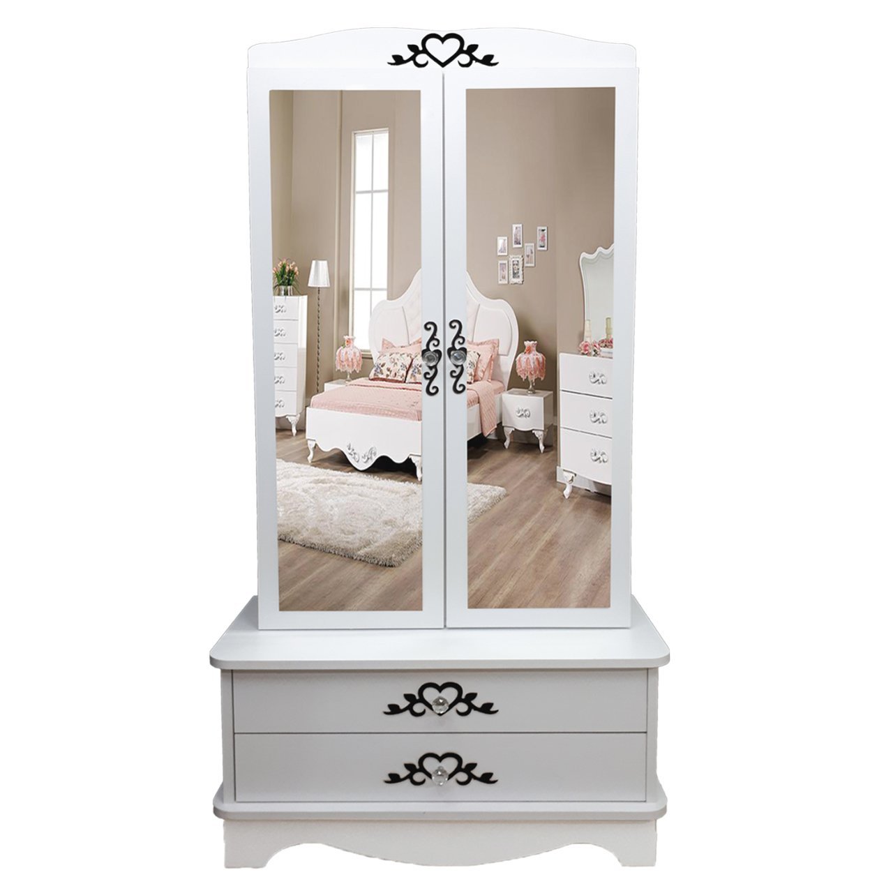 Takı Dolabı - - Elmas Çok Amaçlı Dolap 2K 2Ç Beyaz