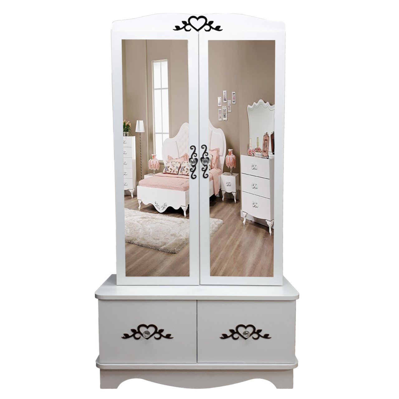 Takı Dolabı - - Elmas Çok Amaçlı Dolap 2K 2KK Beyaz