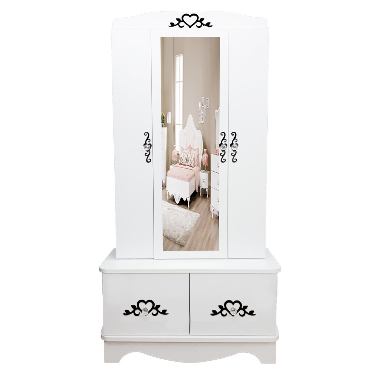 Takı Dolabı - - Elmas Çok Amaçlı Dolap 3K 2KK Beyaz