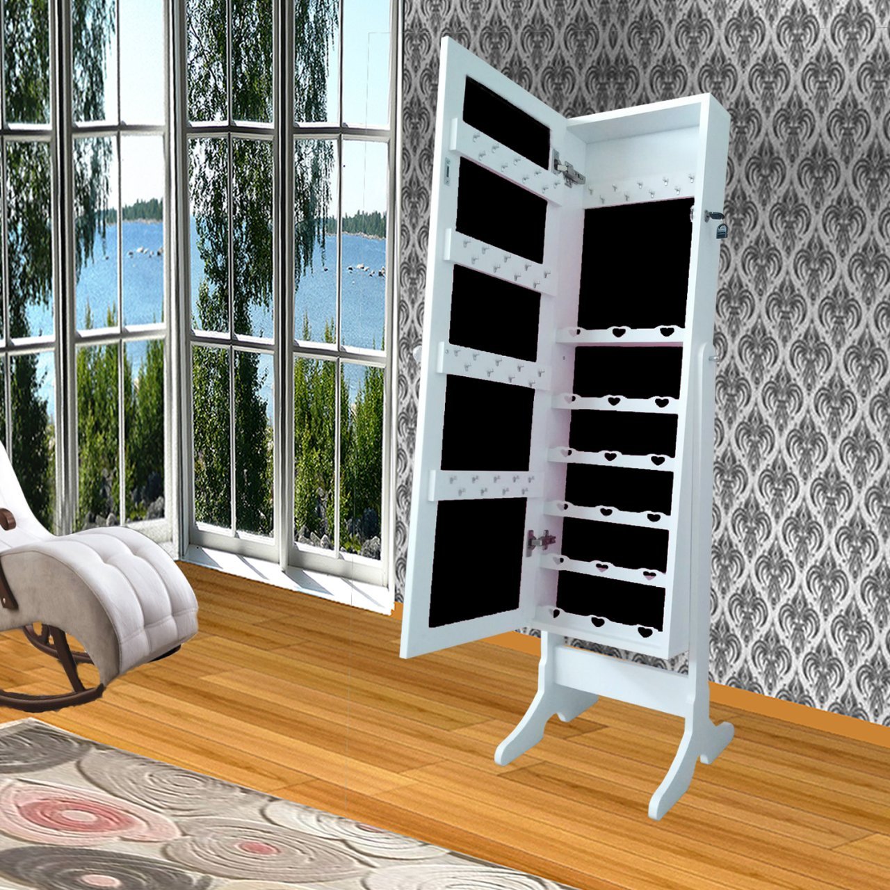 Takı Dolabı - Dream Plus - Kilitli & 50 ad Askılı - BEYAZ/SİYAH