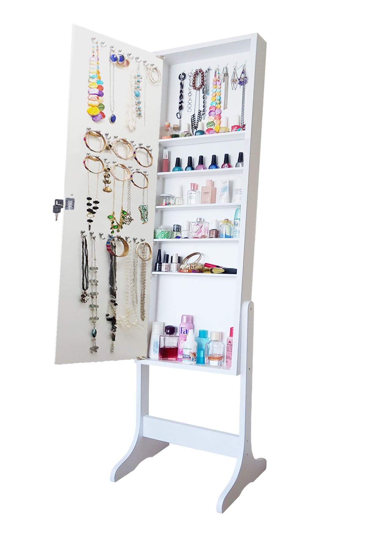 Yıldız Kilitli Demonte Ayaklı Aynalı Takı Dolabı 101.YLDZ.01