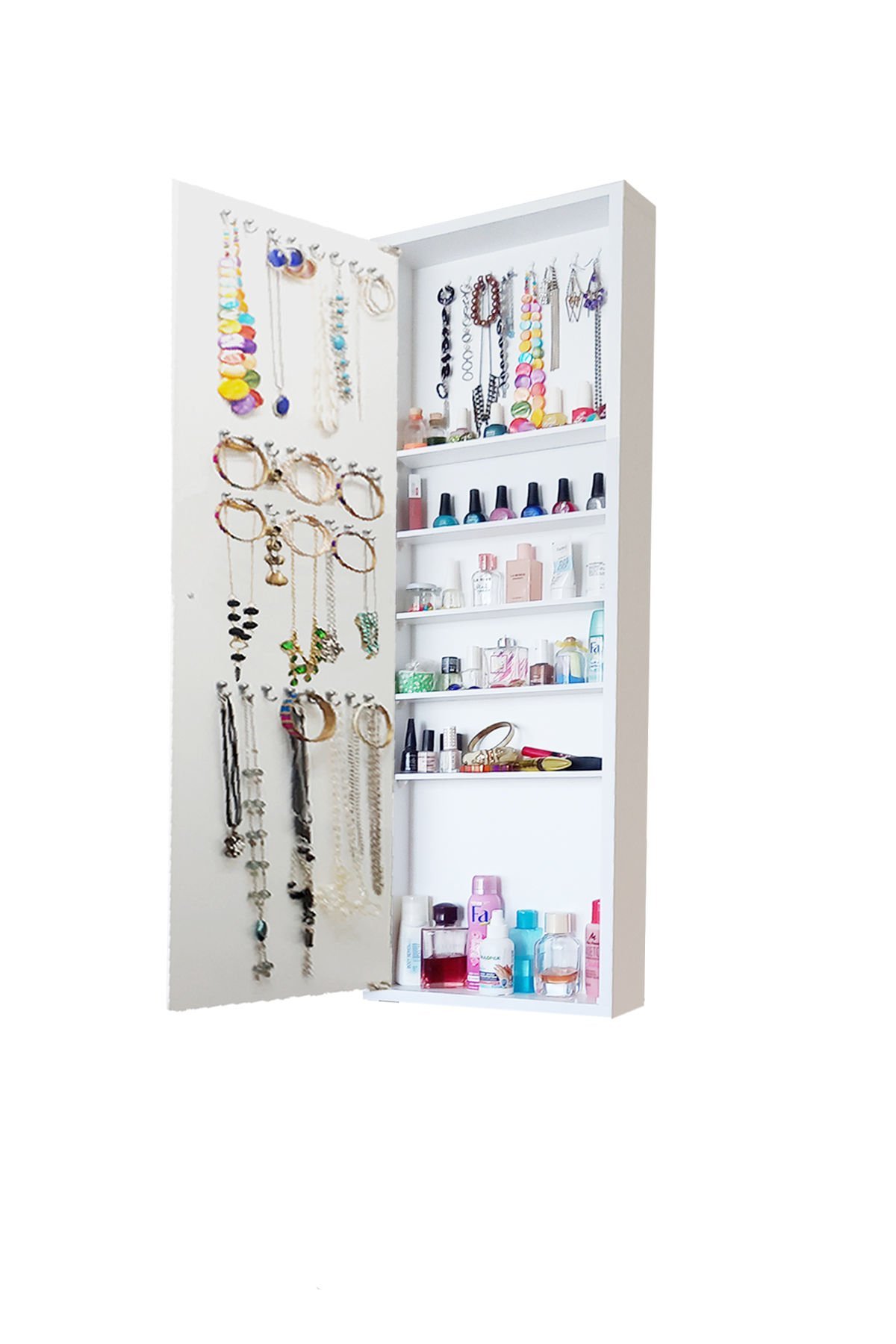 Takı Dolabı - Yıldız - Kilitli - Duvara Asma -BEYAZ