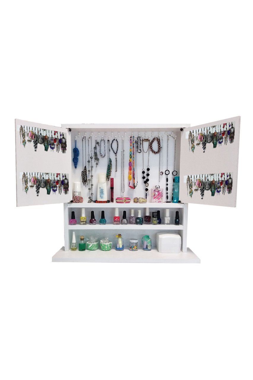 Takı Dolabı - Karanfil 2K - Aynasız - Çok amaçlı - Aksesuar - Takı Dolabı-BEYAZ