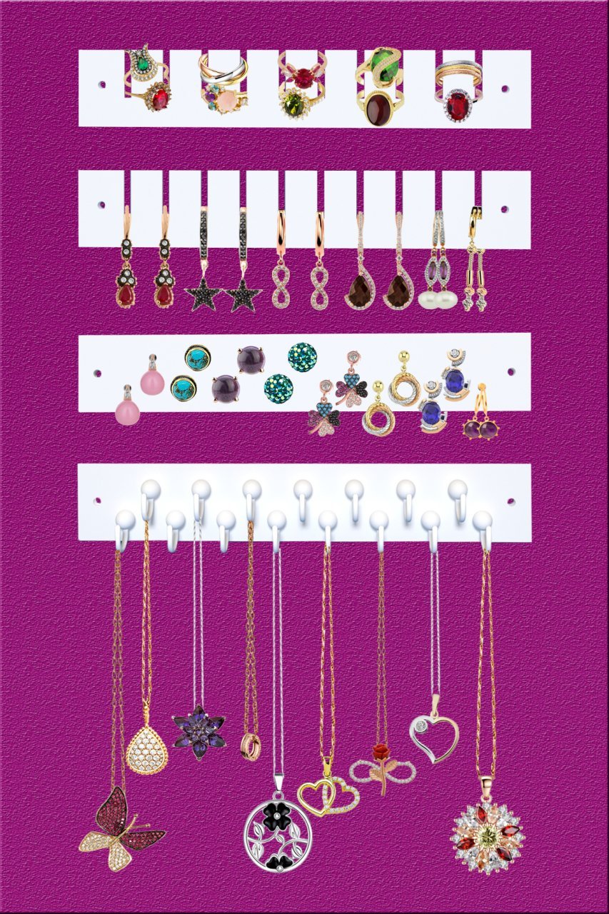 - Süslü - Çok Amaçlı - Hediyelik - Askılık - Anahtarlık - Küpe Takı Düzenleyici -beyaz